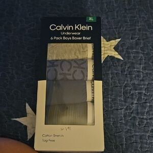 Calvin Klein Boys 6-Pack Boxer Briefs - Gray, Blue, Tan